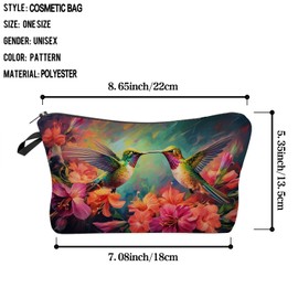 Livel lhood Hummingbird Gift Hummingbird Makeup Bag Cute Small Makeup Organizer Bag Travel Toiletry Zipper Pouch Trochilus Cosmetic Bag Birthday Christmas Gift for Bird Lovers Women