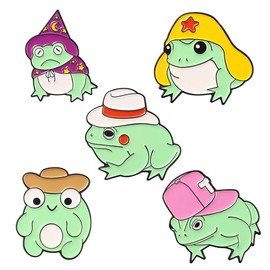Cartoon Cute Frog Enamel Brooch Cute Frog With Hat Lapel Pin Set Funny Little Animal Badge Pin Frog Enamel Pin Brooch for Backpacks Hats Bags
