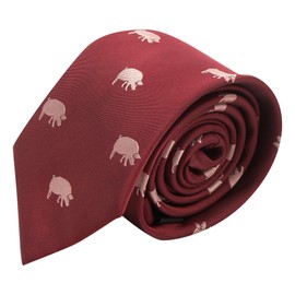 King & Priory Burgundy Red Embroidered Pig Tie