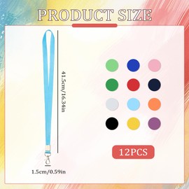 Bloomique 12 PCS Lanyard Neck Strap, Breakaway Coloured Flat Lanyards with Swivel Hook for Card Holders Security Lanyard with Quick Release for Office Work Name Badge Holder Keys Whistles Name Tags