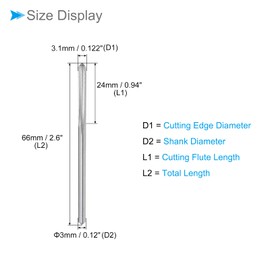 CoCud Machine Milling Cutter Reamer 3.1 mm Diameter D4 Accuracy M35 Cobalt High Speed Steel Straight Flute Milling Tool (Application: for Lathe) Pack of 2