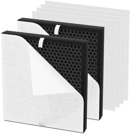 2 Packs PR1 Replacement Filter for Mooka PR1 Air Cleaner Purifier, H13 True HEPA Filter for Home Large Room up to 2200sq.ft with 4pcs Washable Pre-filters for Home Pets Dander Hair