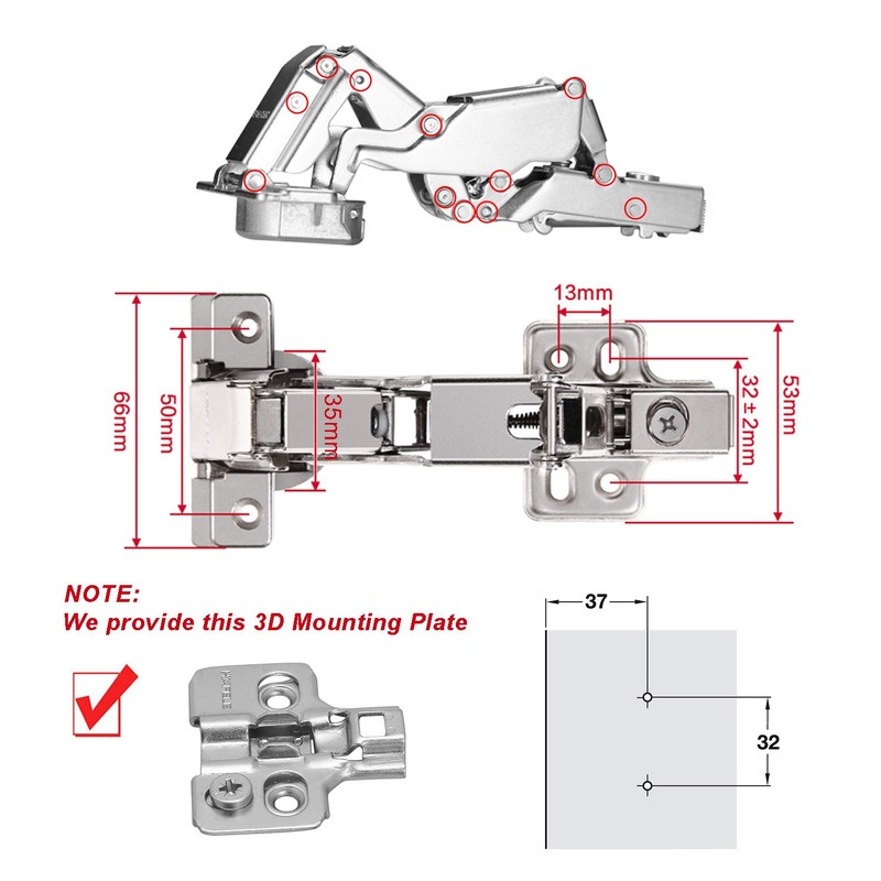 HAFELE 165 Degree Hinges with Integrated Cushioning Kitchen Cabinet Cupboard
