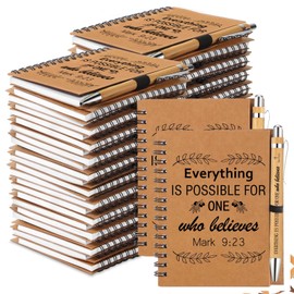 30 Sets Employee Appreciation Gifts Bulk Thank You Gifts Inspirational Motivational 30 Spiral Notebook with 30 Bamboo Ballpoint Pens for Coworker Nurse Teacher Employees
