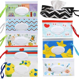 9 Piezas Dispensador de Toallitas Húmedas para Bebés, Porta Toallitas Contenedor Rellenable Limpieza con Cremallera Sellada, Dispensador para Exteriores