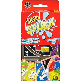 UNO Juego de Cartas Splash Resistente al Agua Versión Portátil con Clip Ideal para Playa Piscina o Viajes para Niños de 7 Años en Adelante