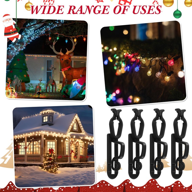 Blulu 150 Pcs Christmas Light Clips Hooks, Outdoor Universal Gutter