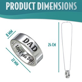 SC Products Dad Necklace with Engraved Stainless Steel Dad Ring | Dad Chain Dad Gifts for Christmas | Dad Jewellery Presents For Dad | Dad Birthday Gifts | Gifts for Dad Stocking Fillers