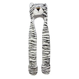 Bioterti Plush Novelty Animal Hat: One Size Fits All Adults & Kids/Soft, Warm Beanie Hat (White Tiger)