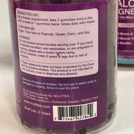 Mulittea (3Pack) Calcium Magnesium Zinc D3 Gummies Sea Moss Elder Berry Exp 9/26 60ct