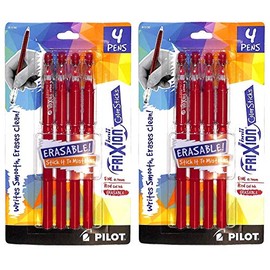 (2) Pilot FriXion ColorSticks Erasable Pen, Ink Color: Red, Point: Fine (0.7mm), 4 Packs (15190)