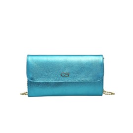 collezione alessandro Elegance Leather Clutch Bag with Separate Compartments 26 cm x 15 cm x 5 m, turquoise