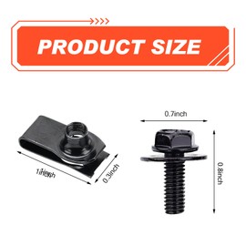 Titgoes 20 PCS Automotive Body Bolt and U-nut Clamp Kit, Hood Guard Spiral, Bumper Fender Liner Push Pull Metal Rust-Resistant U Retainer, Universal for Most Cars Fastening Accessories (Black)