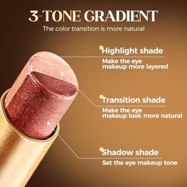 Sombra de Ojos en Barra de 3 Colores, Lápiz de Sombra Mate y Brillante                                                                                