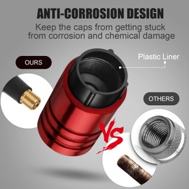 Tire Caps 4 Pack Stem Valve Caps for Car Tire Air Caps Corrosion Resistant Plastic Lined Alloy Metal Leopard Emblem for Truck Bike Red