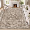 8x10 Area Rug Living Room, Vintage Washable Carpet Brown