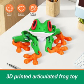 gzpynsgaoh 3D Multi-Color Printed Articulated Frog, 3D Printed Animals, whiteboard Magnets,Refrigeratorc Magnets, Home Office Motorcycle and Car Decorations.(Large 7.87 inch)