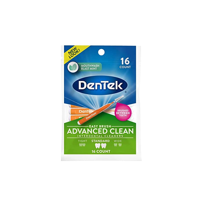 DenTek Easy Brush Limpiadores interdentales, menta, 16 unidades, paquete de