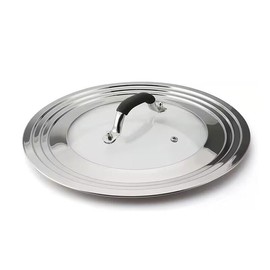 Universal Pans Pots Lid Cover Fit All 9.4 Inch to 12.6Inch Pots/Pans/Woks Stainless Steel and Glass Lid with Heat Resistant Knob