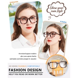 MARE AZZURO Oversized Reading Glasses 2.75 Women Thick Large Readers 1.00 1.25 1.50 1.75 2.00 2.25 2.50 2.75 3.00 3.50 4.00 5.00 6.00 (Leopard, 275)