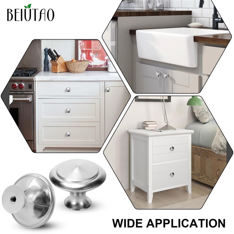 BEIUTAO 35 Pack Brushed Nickel Cabinet Knobs – 30mm Round