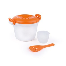 Excelsa Quick Cook Reiskocher Mikrowelle, Polypropylen, Weiß mit Details Orange