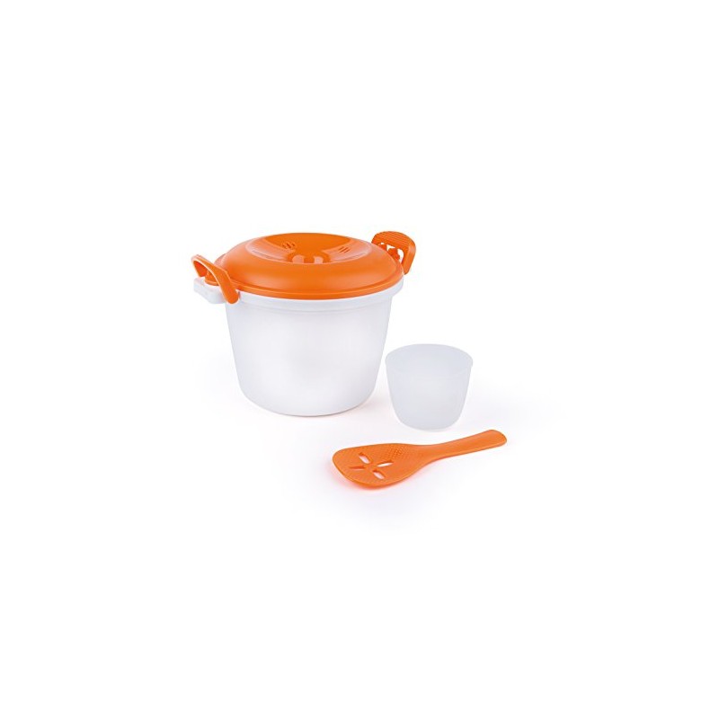 Excelsa Quick Cook Reiskocher Mikrowelle, Polypropylen, Weiß mit Details Orange