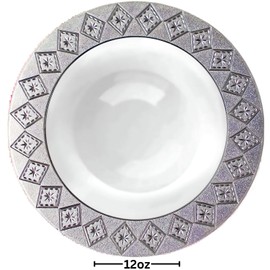 DecorLine Stunning White & Silver "Imperial" Soup Bowls - 12 oz. (Pack of 10) - Exquisite Design - Perfect for Special Occasions or Everyday Use