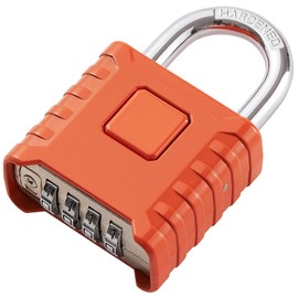 disecu® 1 Pack Heavy Duty 4 Digit Combination Lock, One Touch Unlocking, Anti-Error Feature, High Security Waterproof Large Outdoor Padlock for School Gym Locker, Fence, Gate, Hasp Storage (Orange)