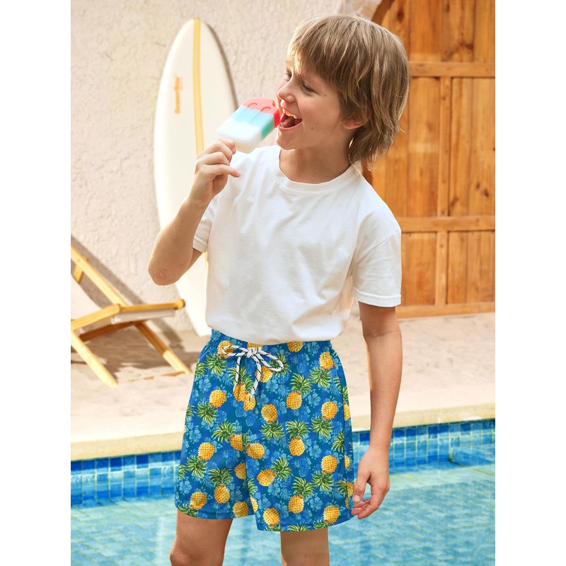 BesserBay Summer Boys' Swimming Trunks with Compression Liner Pockets UPF