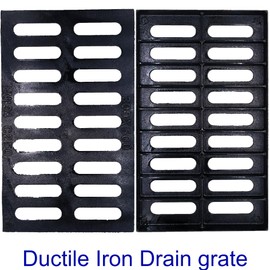 DuuMuut Cast Iron Drain Grate, 20x12 Outdoor Drain Cover, C Class Sewer Grate, Durable Heavy Duty Channel Grate, Black Rectangle Drainage Grate for Driveway, Concrete, Yard, Garage (19.7x11.8)
