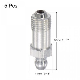 uxcell Steel Straight Grease Fitting M10 x 1mm Thread Hydraulic Grease Fitting Accessories, 5Pcs