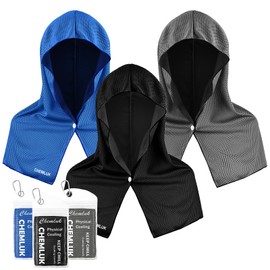 3 Packs Cooling Hoodie Towels for Neck and Face, UPF 50 Protection Instant Cooling Towel for Hot Weather, Lightweight Quick Dry Cool Towels for Gym, Workout, Baseball, Golf, Sports, Camping, Travel