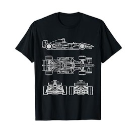Blueprint Racing car Formula, project front, back, side view T-Shirt