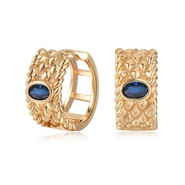 VACRONA Gold Hoop Earrings for Women | 14K Gold Plated 925 Sterling Silver Posts Blue CZ Red Cubic Zirconia Lightweight Trendy Huggie Hoops Earrings Gifts