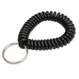 Lucky Line Bobina de muñeca en espiral de 5 cm de diámetro con llavero de acero, pulsera flexible, se estira hasta 30 cm, unisex, adulto, negro, 1 paquete (410201)