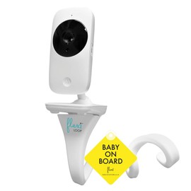 Flexi Loop Baby Monitor Holder Flexible Camera Stand for Motorola BT Arlo Hello Baby Angelcare Tommee Tippee with Screw Thread With Baby On Board Car Sign (White & Baby On Board)
