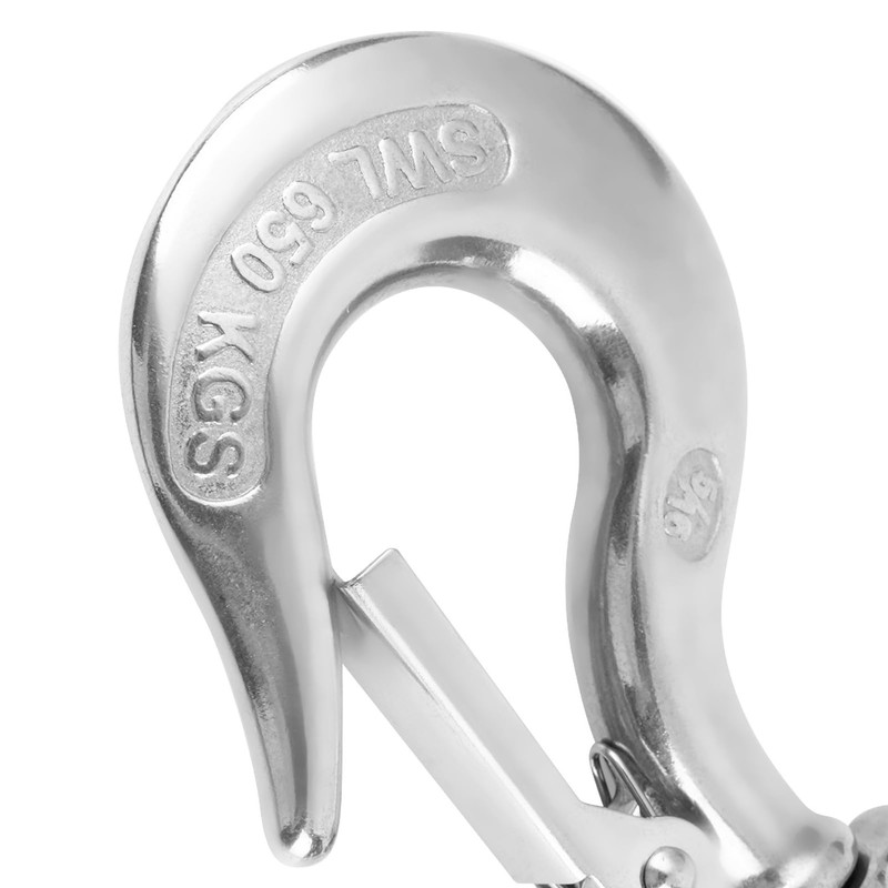 Load Hook, Slip Hook with Latch, Stainless Steel Chain Hook,