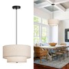 HILUXIA 18" Modern Double Drum Fabric Pendant Light, Large Hanging