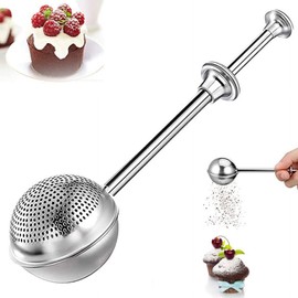 304 Stainless Steel Flour Powder Filter Spoon, Baker Dusting Wand For Sugar Flour Spices, Sourdough Bread Baking Supplies, Flour Sugar Powder Spoon Kitchen Tools Baking Sifters Baking Tools, 1