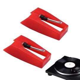 MIRKUZI Turntable Needles, 2 Universal Turntable Needles, Diamond Needles, Suitable for Turntables, LPs, Gramophones and Turntables (Red)