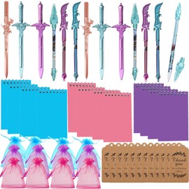 Korean Popular Idol Party Stationary Return Gifts Set with 12 Styles Sword Pens,12 Notebooks,12 Gifts Bags for Birthday Party Decoration Supplies Goodie Gift Bag Fillers Pinata Stuffers Rewards