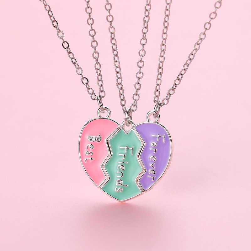 Saalort - Collares con colgante de corazón magnético para 3