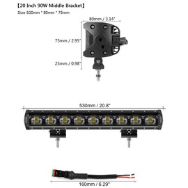 SUFEMOTEC 6D 20 Inch 90W Single Row LED Light Bar Pods for Trucks Off Road Motorcycle Car 4x4 Offroad SUV Boat Flood Combo Work Driving Lights 12V 24V IP68 Waterproof