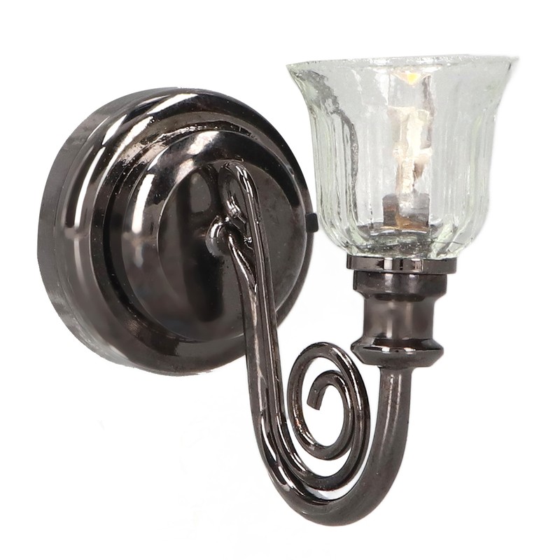1:12 Dollhouse Wall Lamp LED Warm Lighting Vintage Look Metal