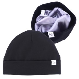 Sugarmelon Lightweight Jersey Beanie Hat for Newborn Baby Boys Girls Silky Satin Lined Hats Bonnet Toddler Infant Little Kids Beanies Caps (0-6M,Black)