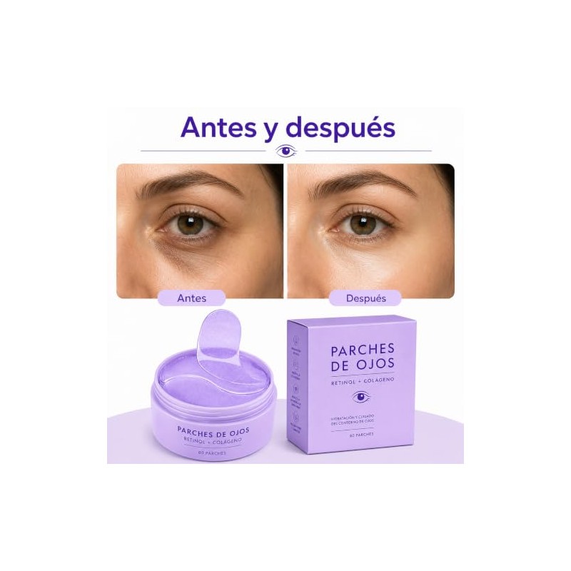 Parches para Ojos con Retinol y Colágeno, para Ojeras, Bolsas