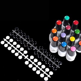 240 PCS Round False Nail Display Tips Color Chart Nail Swatch Sticks with Adhesive Sticker for Nail Polish Training Displaying