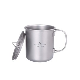 Boundless Voyage Ti3026D Titanium Cup, 15.2 fl oz (450 ml), Mug, Single Cup, Lightweight, Folding Handle, Single Mug, Solo, Outdoor Camping Equipment, Mesh Bag