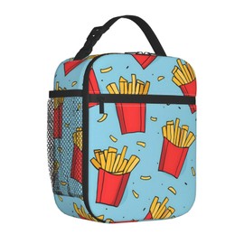 Plistiz Fun French Fries Lunch Box for Women Men, Insulated Lunch Box, Reusable Lunch Bag for Office, Work, Picnic, Travel